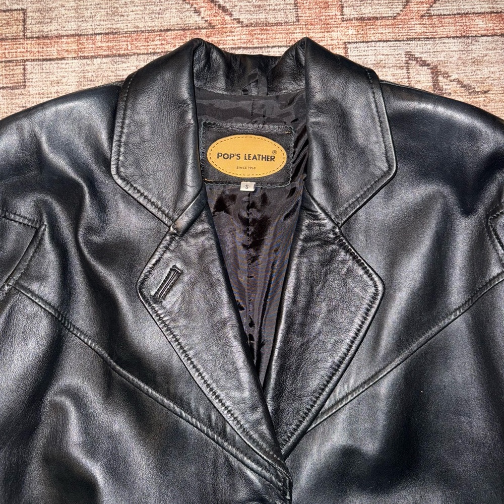 Pops Leather Trench Coat